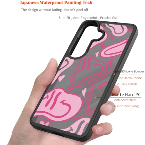 for Samsung Galaxy S26 5G Case: Cute Flowers Floral Design for Girls Women Translucent Matte Slim Soft TPU Bumper Shockproof Silicone Cell Phone Cover (Fun Smiley) - color: Smiley