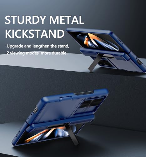 GBEE for Galaxy Z Fold 4 Case with Hinge Protection & Card Holder, Blue - color: Blue