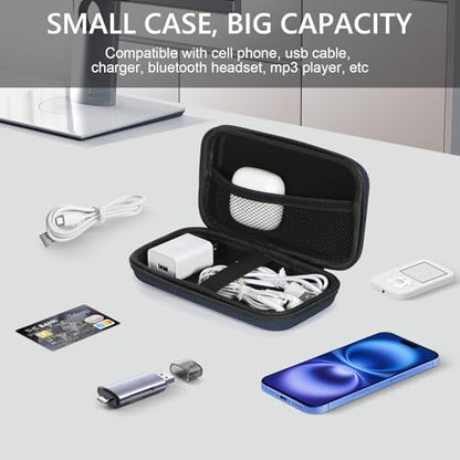 Portable Tech Travel Bag, Grey Blue Hard EVA Protective Storage Bag | Mesh Inner Pocket, Fits Power Bank, Hard Drive, Cell Phone, External Battery, Charging Cable, Zipper - color: Grey Blue