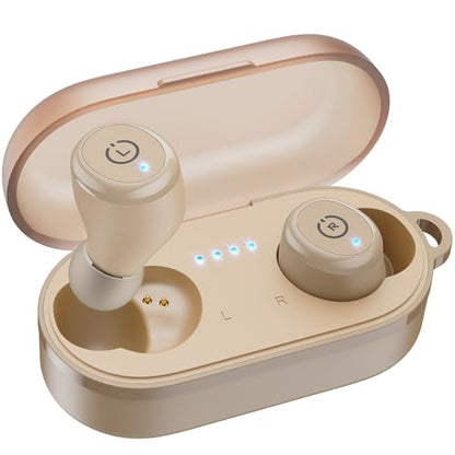 TOZO T10 Wireless Earbuds Powerful Bass Stereo Wireless Charging, APP, IPX8 - color: Matte Khaki
