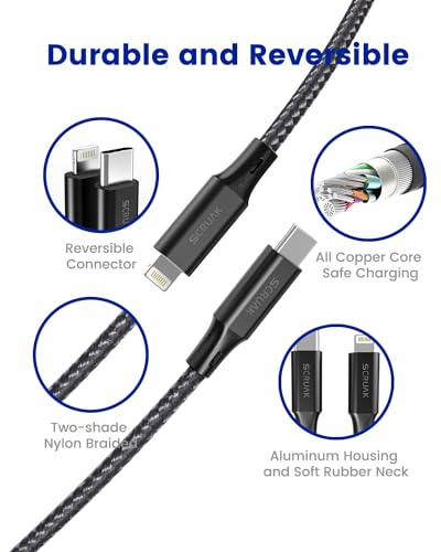 Extra Long Phone Charger Cord 20Ft, USB C to Lightning Nylon Braided Cable