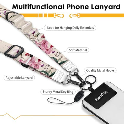 Icycay Phone Lanyard Crossbody Strap Neck Adjustable Teacher Women Flower - color: Bloom Flower