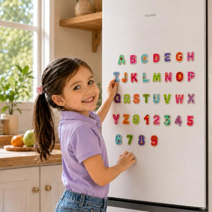 TOWO Wooden Magnetic Letters and Numbers, Fridge Magnets for Kids - color: Alphabet