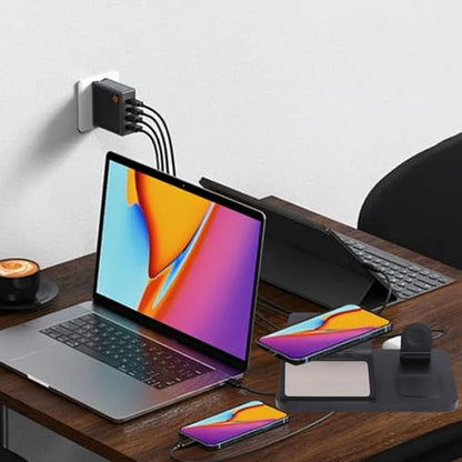 15W Fast Charging Station, Multifunctional Wireless Charger, Portable Charger Base for Phone, Watch & Earbuds, Support 3 Devices Charging