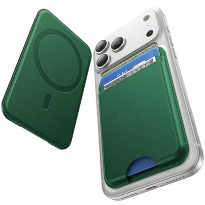 for MagSafe Wallet, 5 Card Holder, Slim Leather Magnetic Wallet for iPhone 17/16/15/14/13/12 Pro Max Plus Air Series, 1 Card Slots & 1 Cash Slot,Green - color: Green
