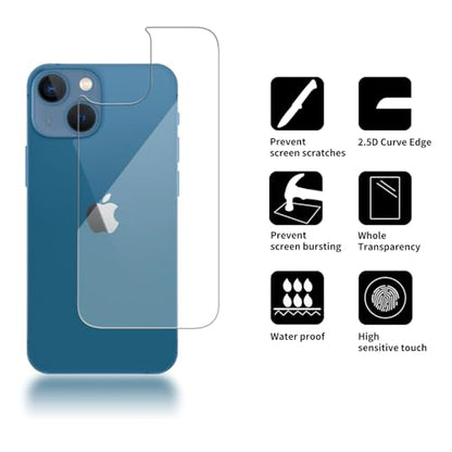 3 Pack Glass Back Screen Protector for iPhone 13 mini [5.4 Inch] - size: iPhone 13 mini