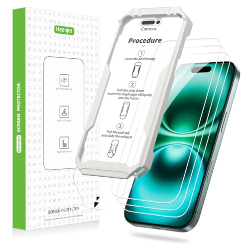 3-Pack Screen Protector for iPhone 16 Plus with [Easy Pull] Installation Frame,9H Hardness Tempered Glass,Ultra Resistant, HD Clear, Bubble-Free, Case Friendly[Not for Pro/Pro Max Models] - size: iPhone 16 Plus - 3 Pack