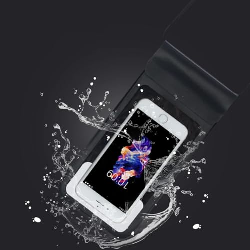 Universal Waterproof Phone Bag with Touch Screen Camera, IPX8 Certified, Compatible with Apple and Huawei, TPU Material, Adjustable Lanyard, Black/Pink/Light Grey - color: black