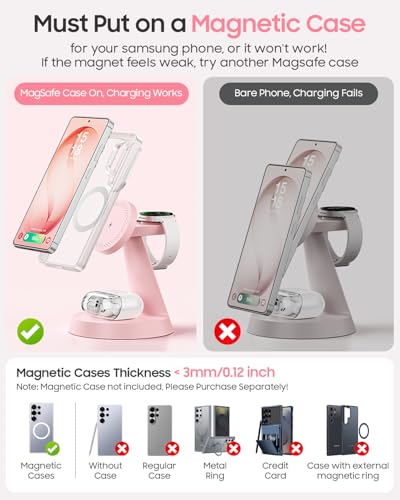 Meifigno Magnetic Wireless Charger for Samsung S26 Ultra/Galaxy Watch8,Pink - color: PINK