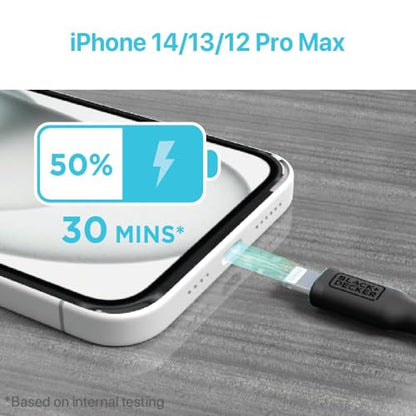 BLACK+DECKER Lightning to USB Cable - Fast Compatible iPhone Lightning, 3ft