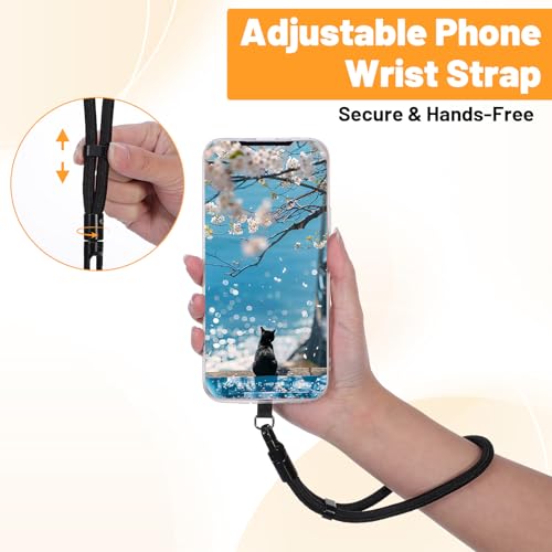4 Pack Phone Wrist Strap, Adjustable Cell Phone Lanyard Strap, Wrist Lanyard with 360° Rotating Hook and Tether Tabs - color: 2 Black+2 Grey