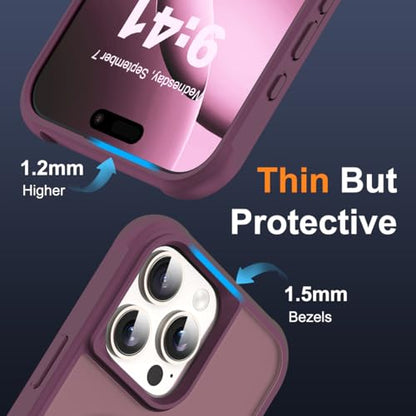 SKYLMW Compatible with iPhone 16 Pro Case with Stand,Wine Red | iPhone 16 Pro Phone Case 6.3",Magnetic Ring Stand,Compatible with MagSafe,Military-Grade Protection,Great Grip Feeling - color: Wine Red, size: Iphone 16 Pro