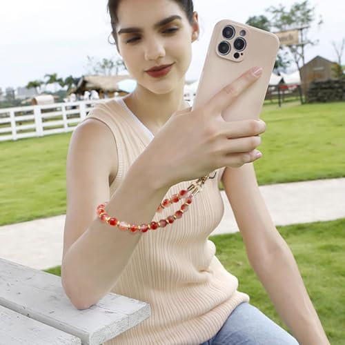 VICHUNHO Marble Beaded Phone Wrist Strap, Cellphone Lanyard with Tether Tab, Hands-Free Wristlet Bracelet - color: Pink Flower