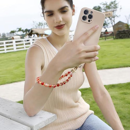 VICHUNHO Marble Beaded Phone Wrist Strap, Cellphone Lanyard with Tether Tab, Hands-Free Wristlet Bracelet - color: Pink Flower