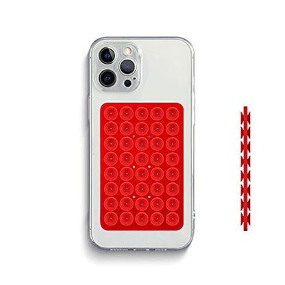 Double Sided Silicone Suction Phone Holder Mount, Silicon Accessory for iPhone and Android, Hands-Free Mirror Shower Phone Holder, TikTok Videos and Selfies (Off-White+Red) - color: Off-White+Red
