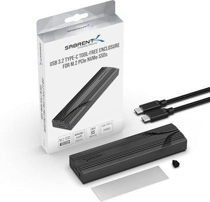 SABRENT USB-C NVMe Enclosure & Reader, M.2 PCIe SSD, 10Gbps (EC-PNVO) - color: CHARCOAL