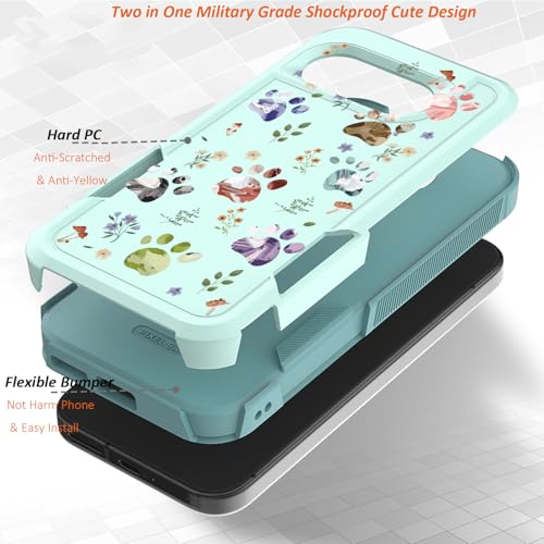 for Google Pixel 9a Case 2025: (Dog Paw/Garden) | Cute Flowers Floral Design, for Girls Women, Slim Soft TPU Bumper, Shockproof Silicone Cell Phone Cover - color: Dog Paw/Garden