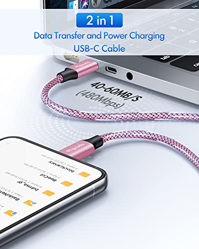 etguuds USB C to USB C Cable 6ft, 2-Pack 60W C to C Cable Fast Charging - color: Pink, size: 6ft