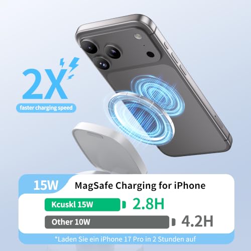 4 in 1 Magnetic Wireless Charging Station,15W Fast Charging with Adjustable Night Light,3 in 1 Wireless Charging Station for iPhone 17/16/15/14/13/12/11 Pro Max & Apple Watch,AirPods (White) - color: White