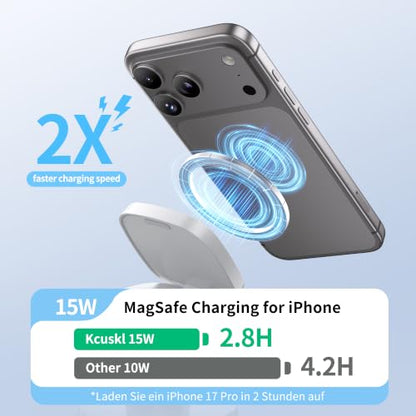 4 in 1 Magnetic Wireless Charging Station,15W Fast Charging with Adjustable Night Light,3 in 1 Wireless Charging Station for iPhone 17/16/15/14/13/12/11 Pro Max & Apple Watch,AirPods (White) - color: White