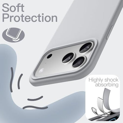 JETech Silicone Case for iPhone 17 Pro Max, Grey | Silky Soft Touch, Shockproof Protection, Scratch Resistant, Microfiber Lining - color: Grey, size: iPhone 17 Pro Max