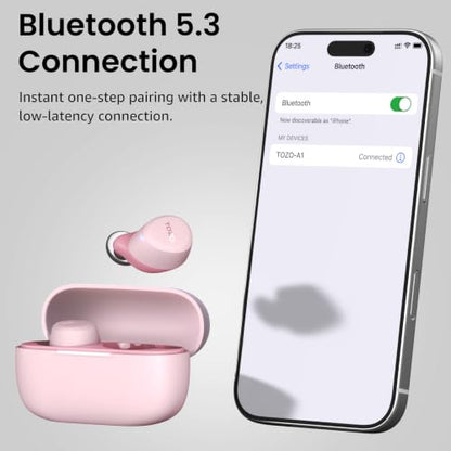 TOZO A1 Wireless Earbuds Bluetooth 5.3 Light Weight in Ear Headphones - color: Rose Gold