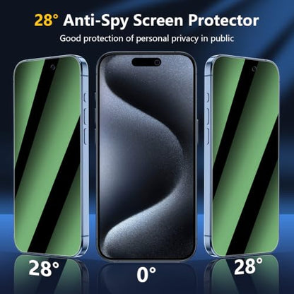 [3 Pack] for iPhone 15 Pro Max Green Privacy Screen Protector - size: iPhone 15 Pro Max