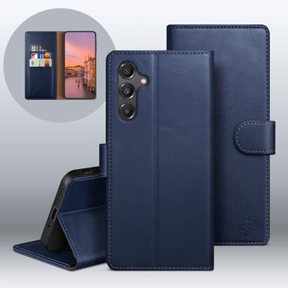 Wallet Case for Samsung Galaxy A16 5G, Blue | RFID-Blocking Card Holder, Kickstand, Magnetic Closure, PU Leather Folio Flip Cover, Protective Women Men Cases - color: Blue, size: SamsungGalaxy A16