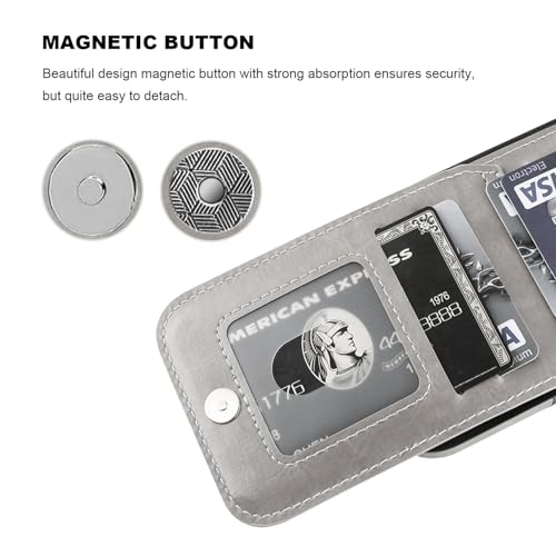 KIHUWEY for iPhone 17 Wallet Case Card Holder Kickstand, Gray | Credit Card Slots, PU Leather, Magnetic Clasp, Flip Heavy Duty Protection Cover for Men and Women - color: Gray