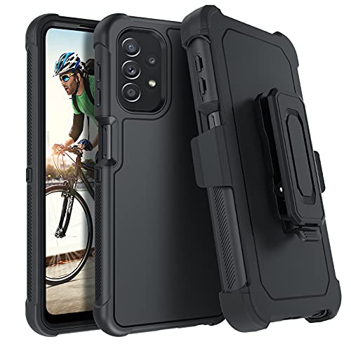 DUEDUE Case for Samsung A32 Case 5G, Military Grade Shockproof Drop Protection Heavy Duty Full Body Rugged Cover with Kickstand Belt Clip Holster for Samsung Galaxy A32, Black