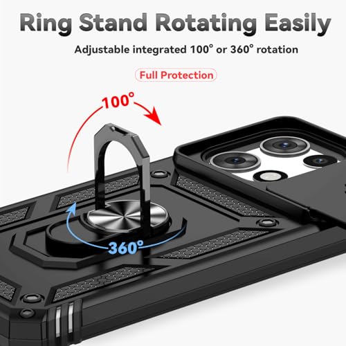 for Motorola Moto G 2025 / Moto G 2026 / Moto G Play 2026 Case, with Slide Camera Cover Screen Protector Ring Holder Kickstand Military Grade Protection 15ft Drop Tested Protective Phone Case (Black) - color: Black with camera cover Military-Grade 2nd gen
