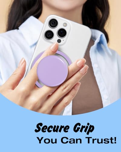 Svanove Magnetic Cell Phone Grip Compatible with Magsafe, Collapsible Phone Stand Holder Round Expanding Kickstand for iPhone Samsung Mobile Phones, Cute Soft Silicone Glossy Jelly, Purple Lavender - color: Purple, style: Magnetic