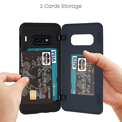 GOOSPERY Magnetic Door Bumper Compatible with Galaxy S10e, Card Holder Wallet Case Easy Magnet Auto Closing Protective Dual Layer Sturdy Phone Back Cover - Midnight Blue - color: Navy, size: Galaxy S10E