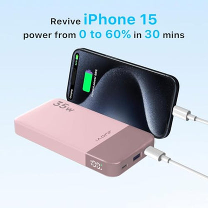 JUOVI Portable Charger 35W 10000mAh Power Bank - color: Pink