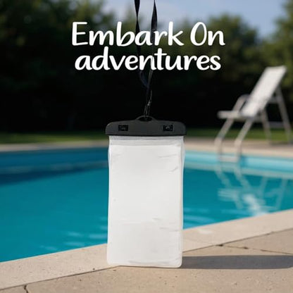 Waterproof Phone Pouch, PVC Touch Screen Case with Black Clip, 8.5 x 4.1 in / 21.5 x 10.5 cm, Underwater Protection for Swimming, Diving, Boating, Beach