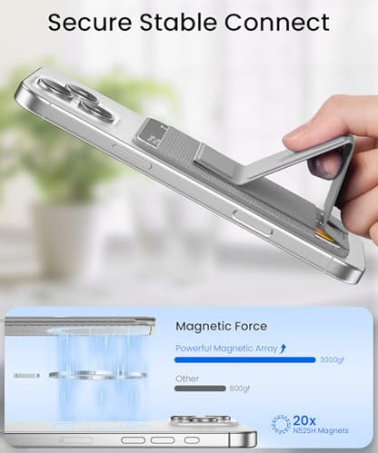 GONEZ for MagSafe Wallet with Stand, Stronger Magnetic Card Holder for iPhone 17/16/15/14/13/12 Series, Premium Leather Phone Wallet with RFID Blocking, 1 Slot, Fit 5 Cards, Light Grey - color: LIGHTGREY