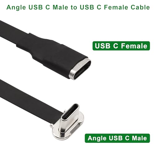 Right Angle USB C Flat Extension Cable 90 Degree USB C Male to Female Fast Charge Data Cord for Power Banks Phone(2.2in/55mm) - size: 2.2in/55mm