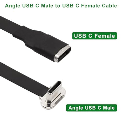 Right Angle USB C Flat Extension Cable 90 Degree USB C Male to Female Fast Charge Data Cord for Power Banks Phone(2.2in/55mm) - size: 2.2in/55mm