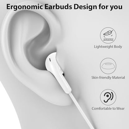 USB C Earbuds Headphone for iPad 10th Gen for iPhone Duo 18 Pro 17 15 White - color: White