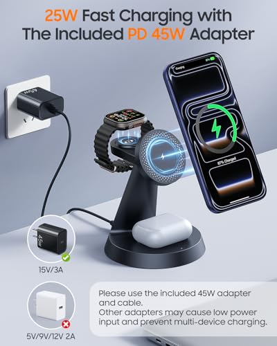 Meifigno 25W Fast 3 in 1 Charging Station for iPhone Duo/18 Pro Max