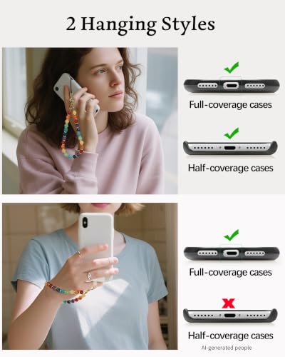 Marble Beaded Phone Wrist Strap for Women, Detachable Design - color: Colorful