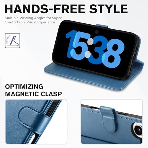 TUCCH Wallet Case for iPhone 17 (6.3") 2025, Flip Stand, Light Blue | RFID Blocking, 4 Card Holders, Kickstand, PU Leather, Shockproof TPU Shell, Magnetic Closure, Protective Folio Cover - color: Light Blue