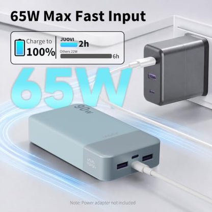 JUOVI Laptop Power Bank 90W 20000mAh Portable Charger - color: Blue