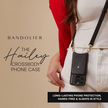 Bandolier Hailey Leather Crossbody Phone Case iPhone 16 Pro - Black/Gld - color: Black/Gold, size: iPhone 16 Pro