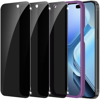 3 Pack Privacy Screen Protector Compatible for iPhone 16 Pro - size: 16 Pro