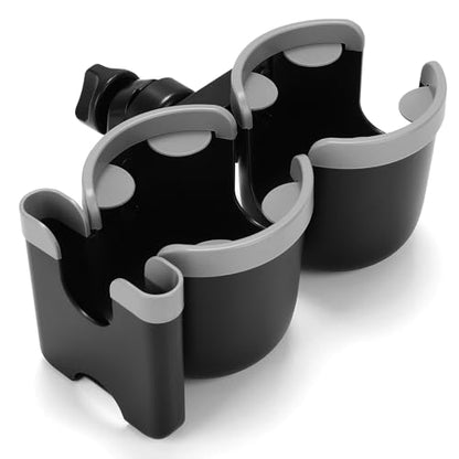 Accmor Stroller Cup Holder with Phone Holder, Bike Cup Holder, Universal Cup Holder for Uppababy Nuna Strollers, 2-in-1 Drinks Holder for Walker, Wheelchair, Scooter - color: Double Holder-Grey