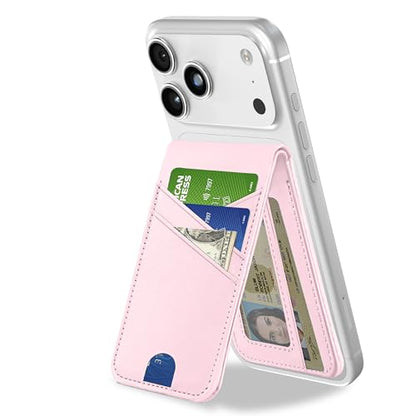 for MagSafe Wallet Magnetic iPhone Card Holder with Adjustable Stand, Pink - color: Pink