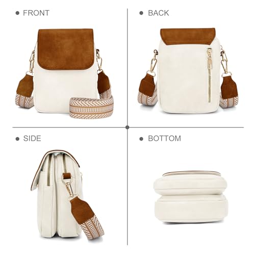 Fashion Small Crossbody Bags for Women Trendy Designer Cell Phone Purses | Adjustable Straps,with Card Holder,Detachable Wristlet Strap,small Cross Body Bag for Woman,Mini Bags,Travel Purse,Work,Gym - color: Whitebrown