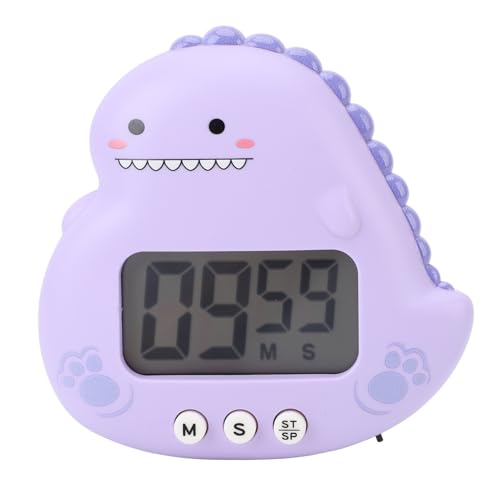Cute Dinosaur Timer, Large LCD Display Battery Powered Magnetic Foldable Stand Countdown Alarm Clock for Kids Teachers Home Office Purple - color: Purple