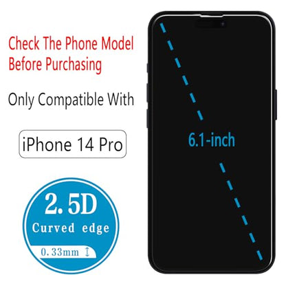 2+2 Pack Screen Protector for iPhone 14 Pro Tempered Glass - size: (Standard)iPhone 14 Pro 6.1 Inch
